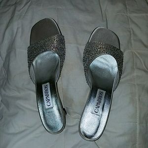 Caparros Silver Sequence Women's Heels. Size 7.5
